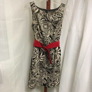Clues Collection Black and Tan Floral Print Sleeveless Dress Size 6